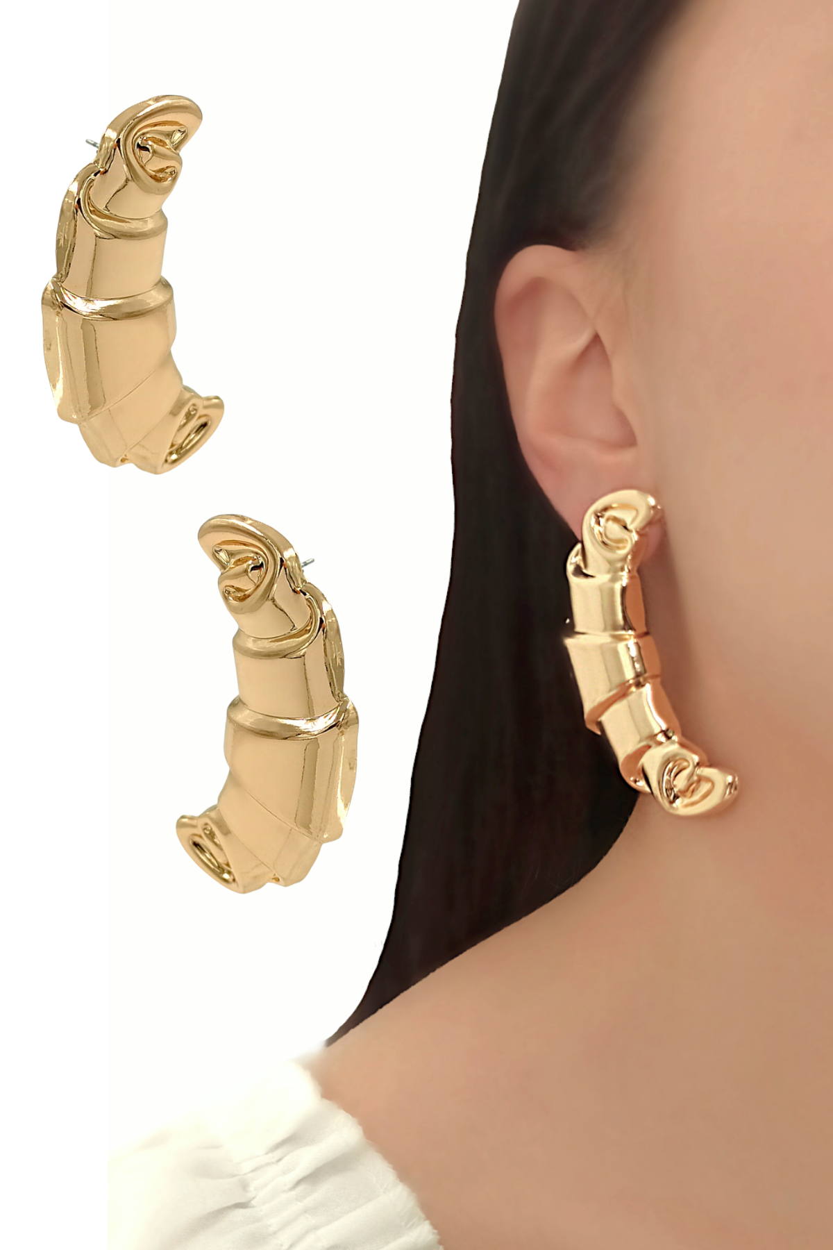 Premium Plaka Kruvasan Küpe