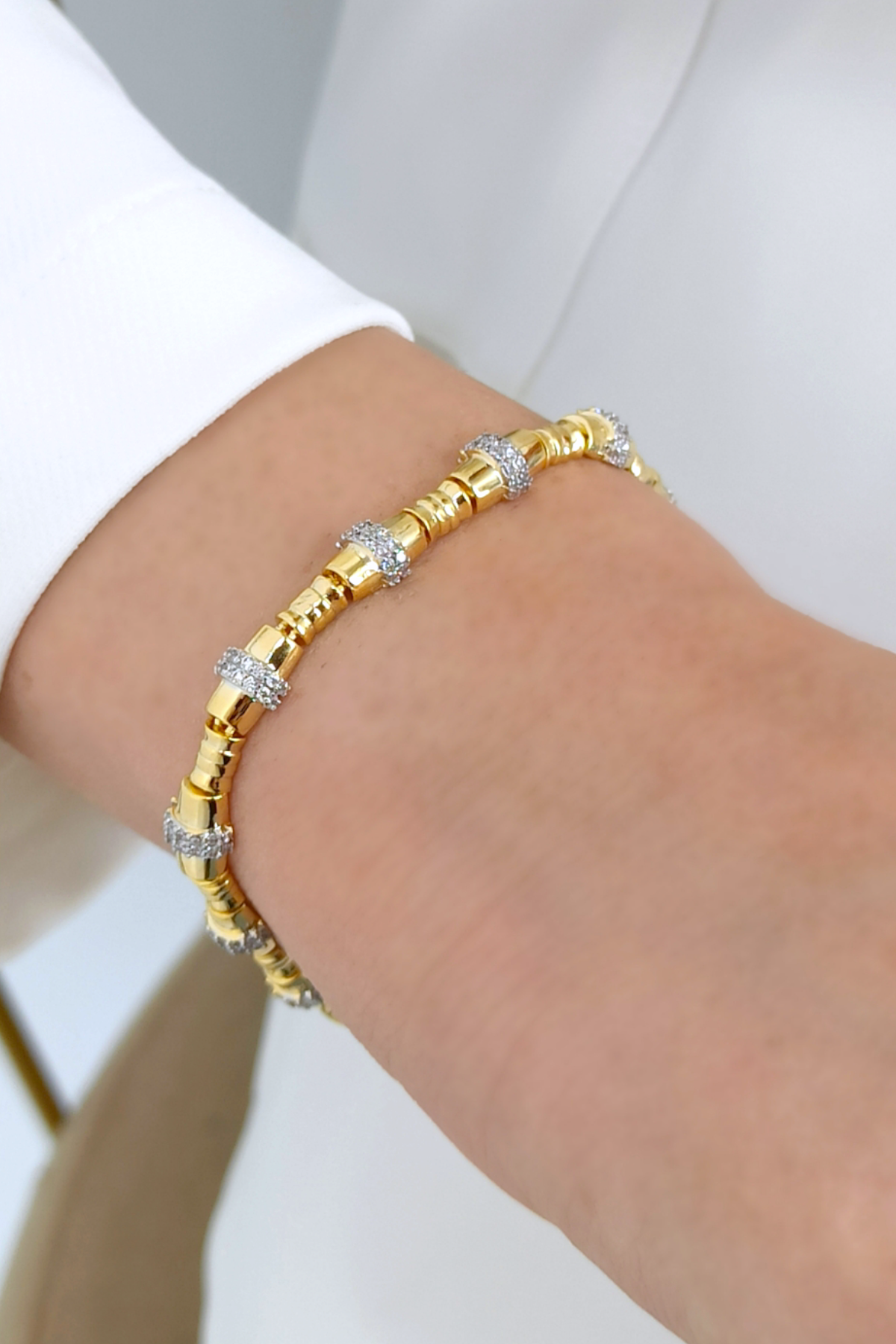 Premium Renk Atmaz İki Renk Altın Kaplama Bileklik