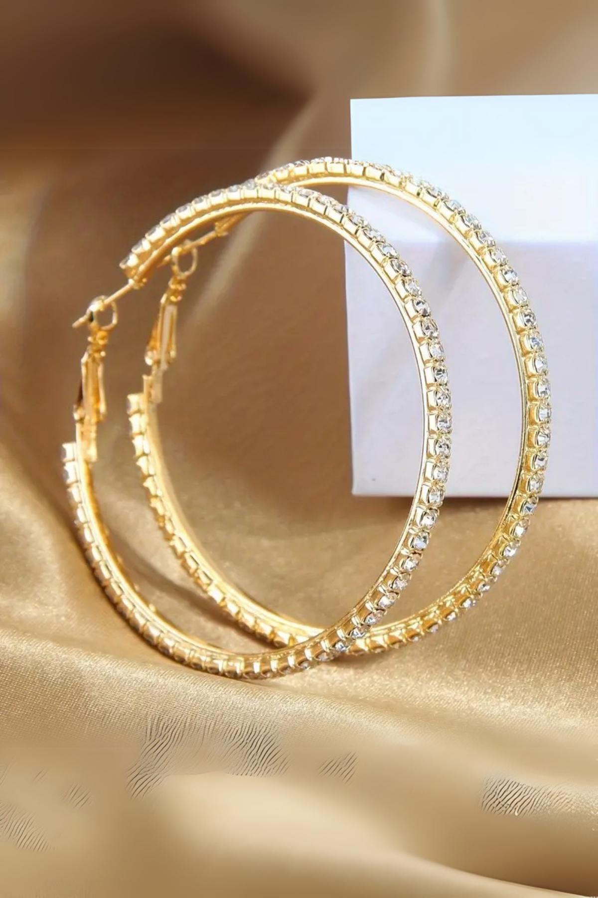 Premium Taşlı Halka Küpe Tamtur Halka Küpe 50 mm