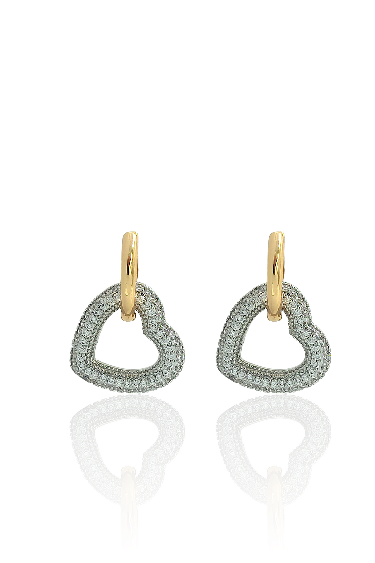 Premium Taşlı Kalp Küpe