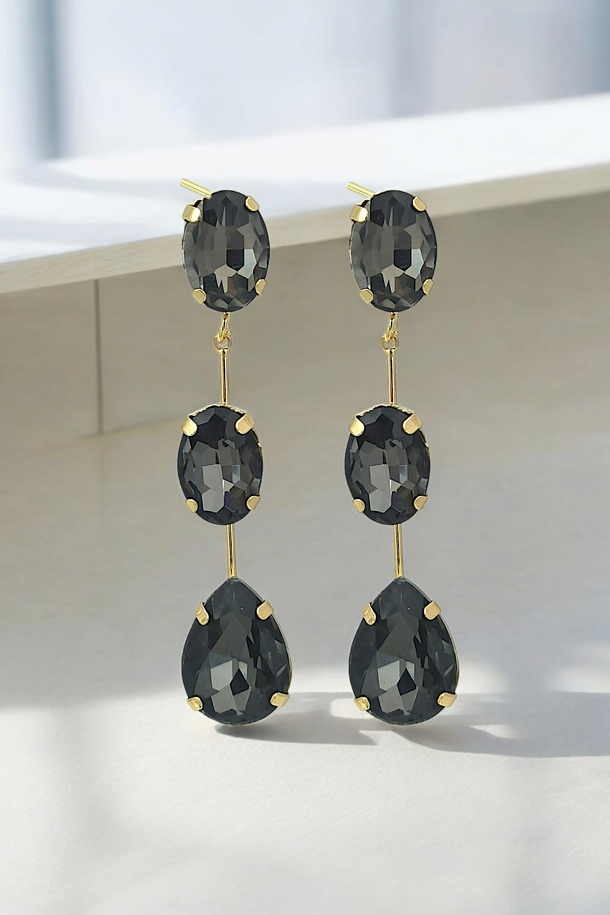 Premium Üç Sıra Zirkon Taş Küpe