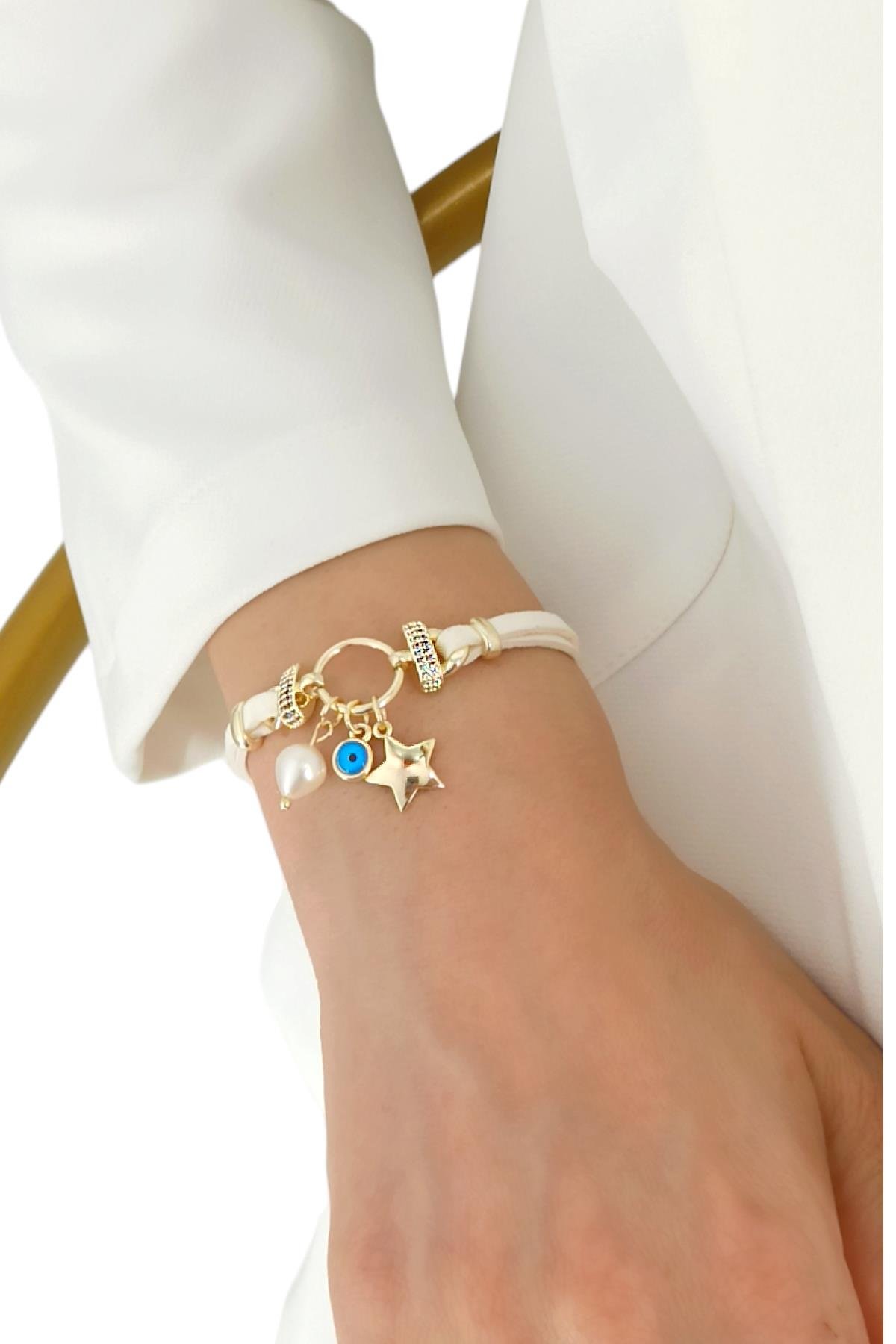 Premium Yıldız Deri Bileklik