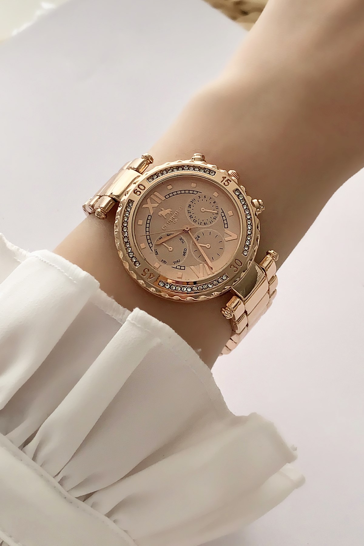 Rose Taşlı Kadran Metal Kordon Saat TRSAAT10108 Saatx36003