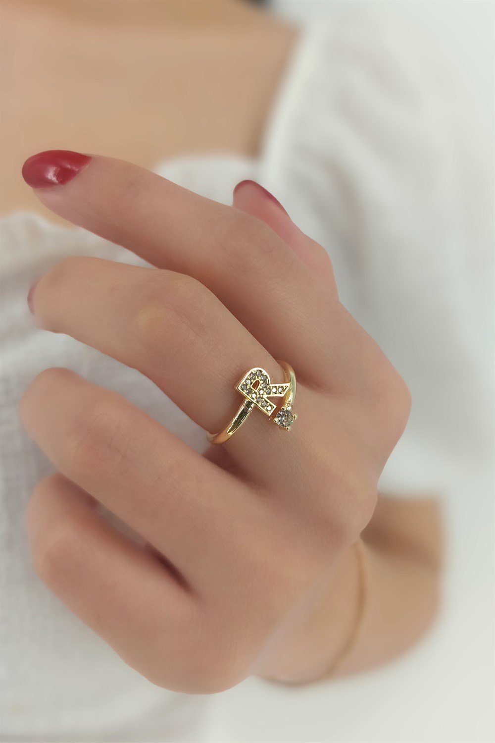 Taşlı R Harf Yüzük TaşlıHarfYüzükR