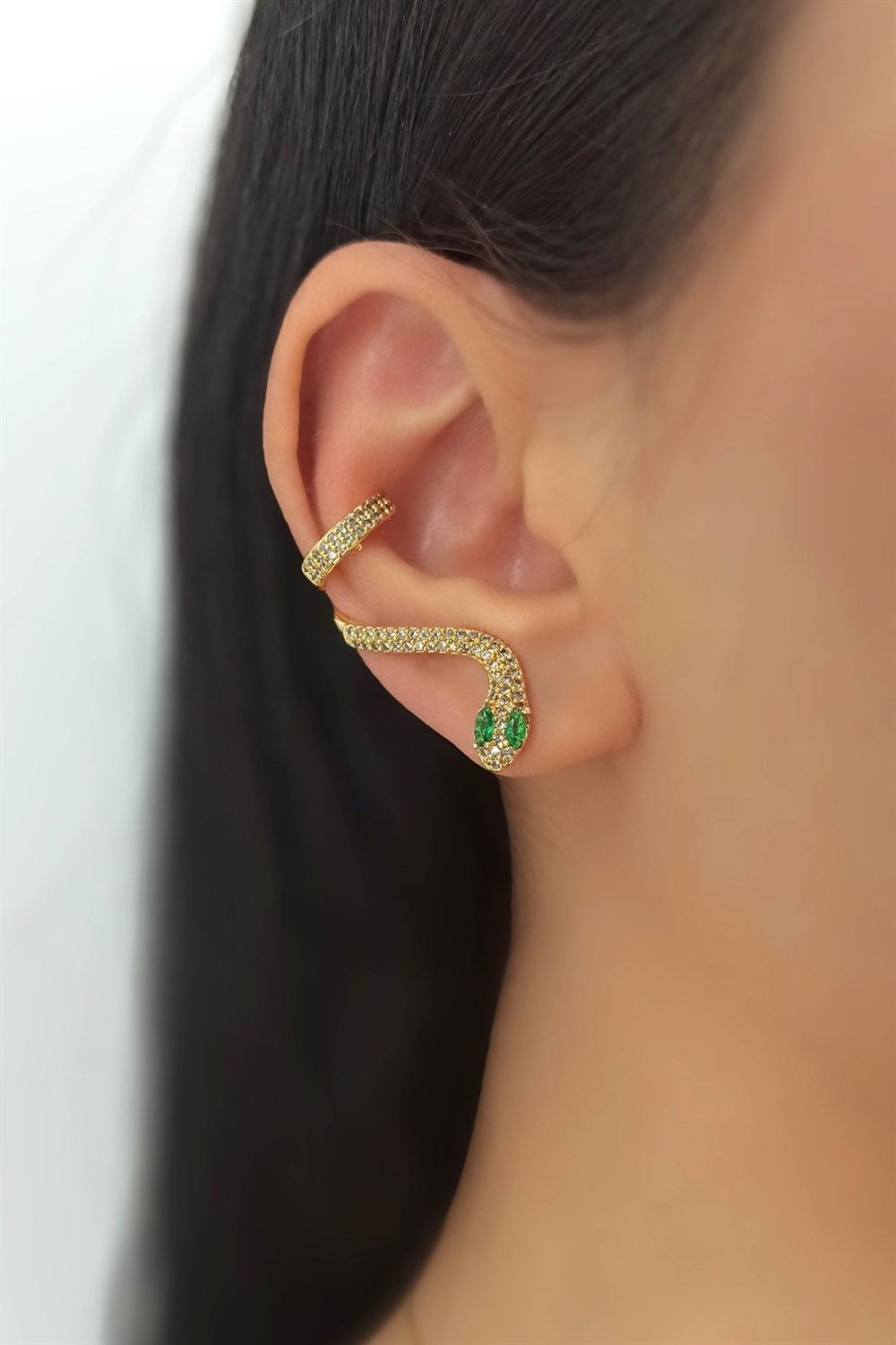 Tekli Sarmal Yılan Earcuf/Kıkırdak Küpe TrKüpe34466
