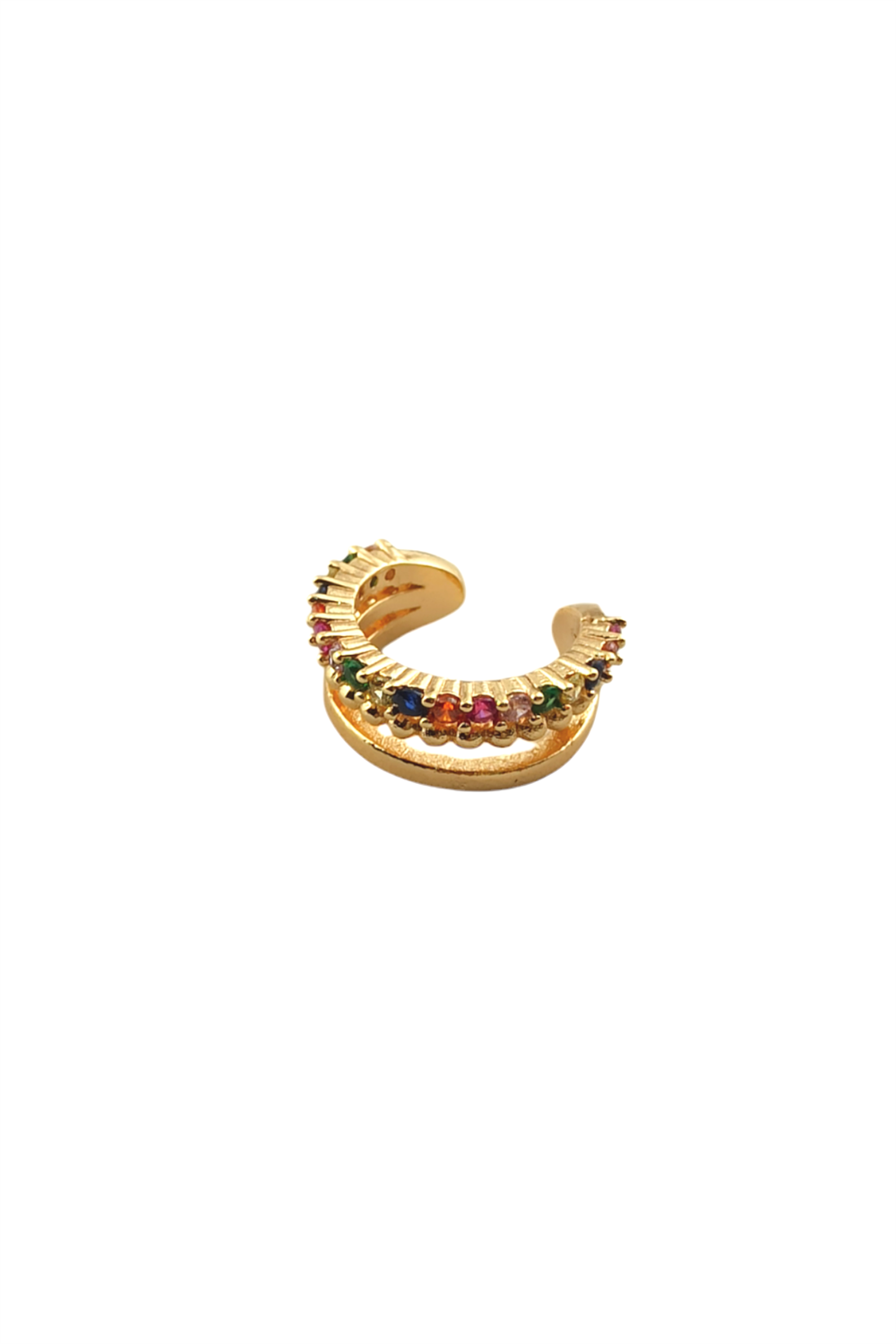 Tekli Üç Sıra Renkli Taş Earcuff/Kıkırdak Küpe TrKüpe35147