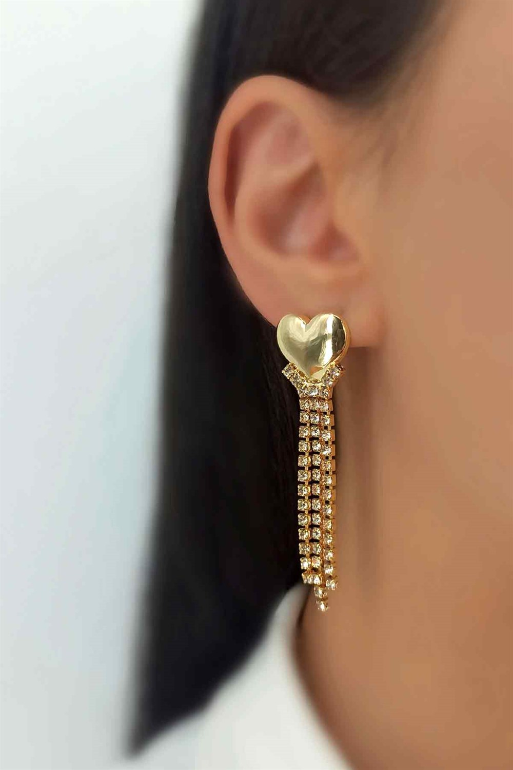 Üç Sıra Kalp Su Yolu Küpe TrKüpe34757