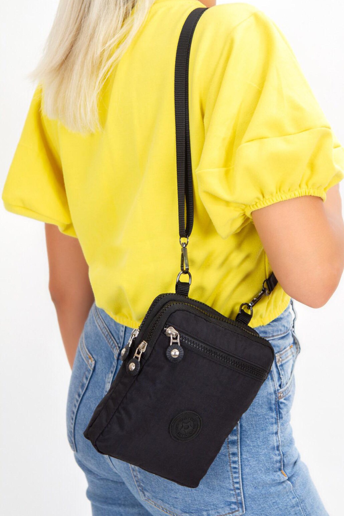 Unisex Kipling kumaş Çapraz Askılı Cüzdan&Telefonluk 1040-6 Siyah