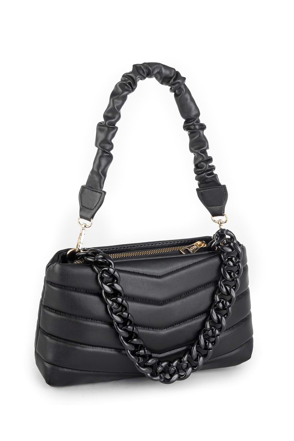 Zincirli Çanta Soft Dikişli Deri Bayan Çanta TRÇANTA1212 Siyah