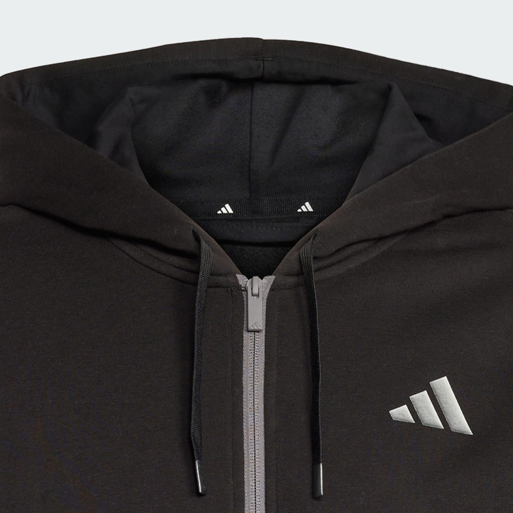 adidas Holiday 3-Stripes Tam Boy Fermuarlı Erkek Kapüşonlu Üst