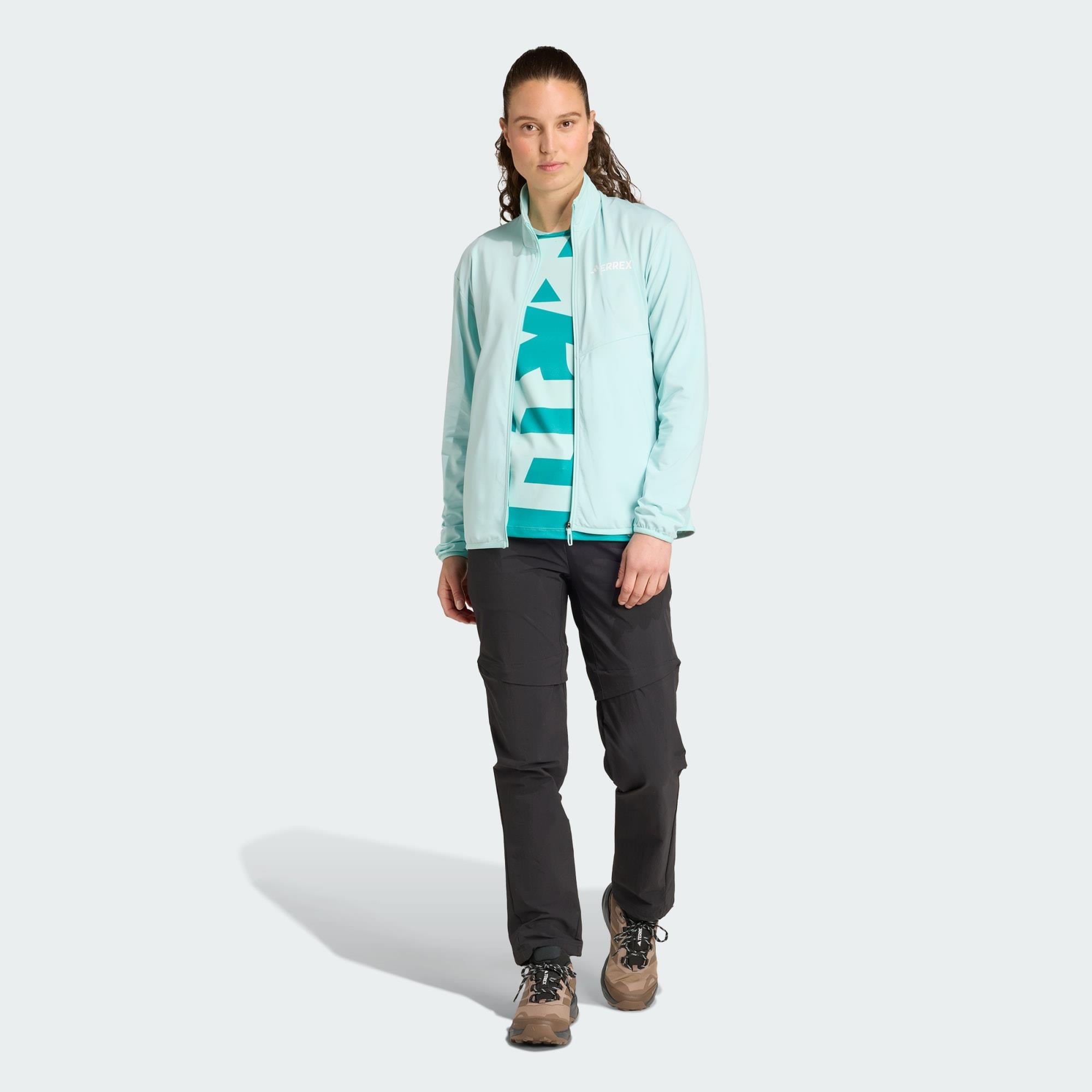 adidas Terrex Multi CLIMAWARM Tech Fleece Tam Boy Kadın Fermuarlı Üst