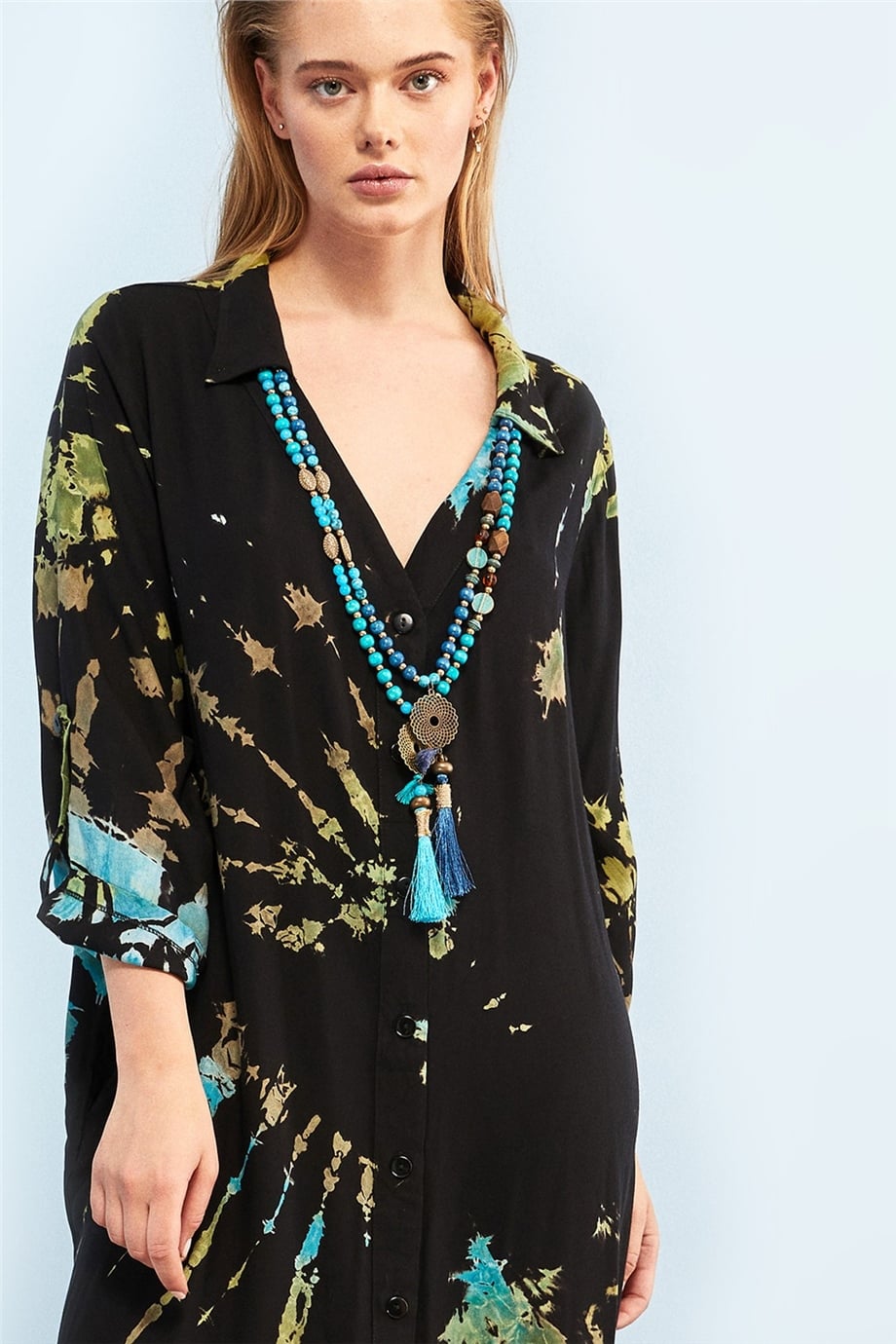Batik Siyah Gömlek Elbise