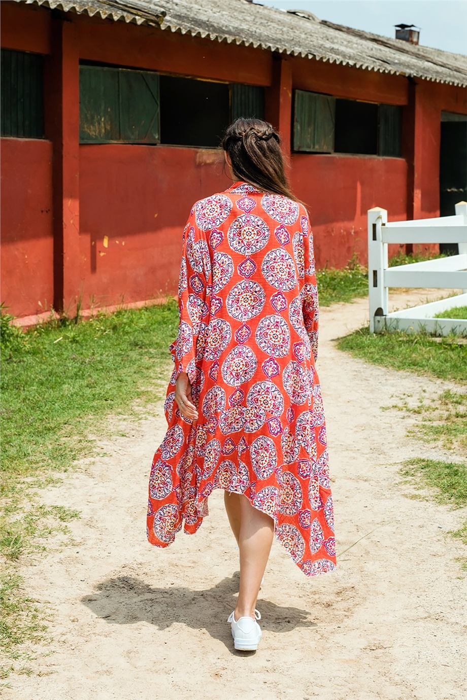 Çini Desenli Turuncu Kaftan