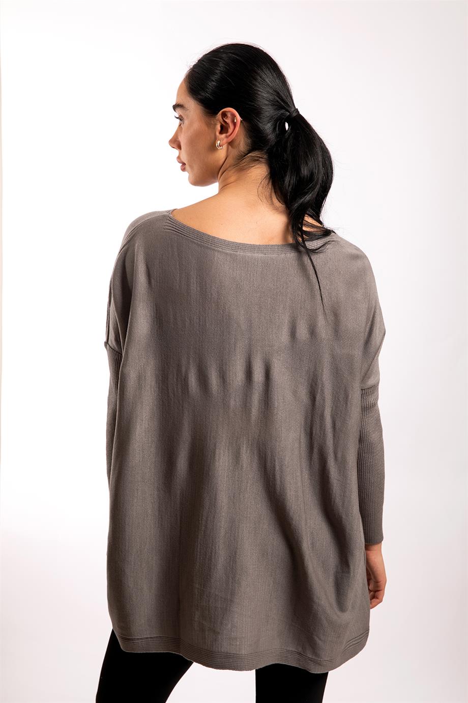 Gri Oversize Çift Cepli Tunik