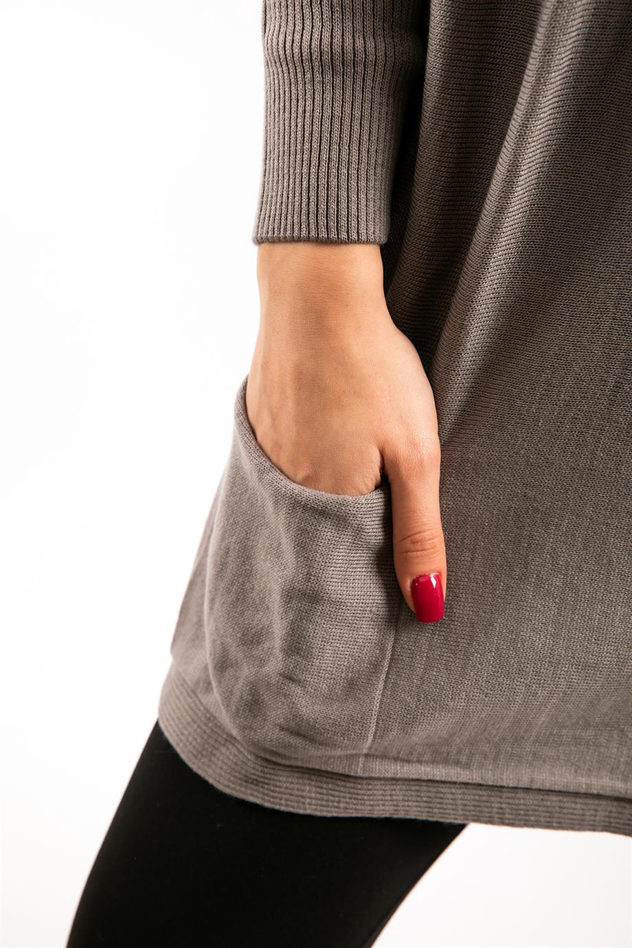Gri Oversize Çift Cepli Tunik
