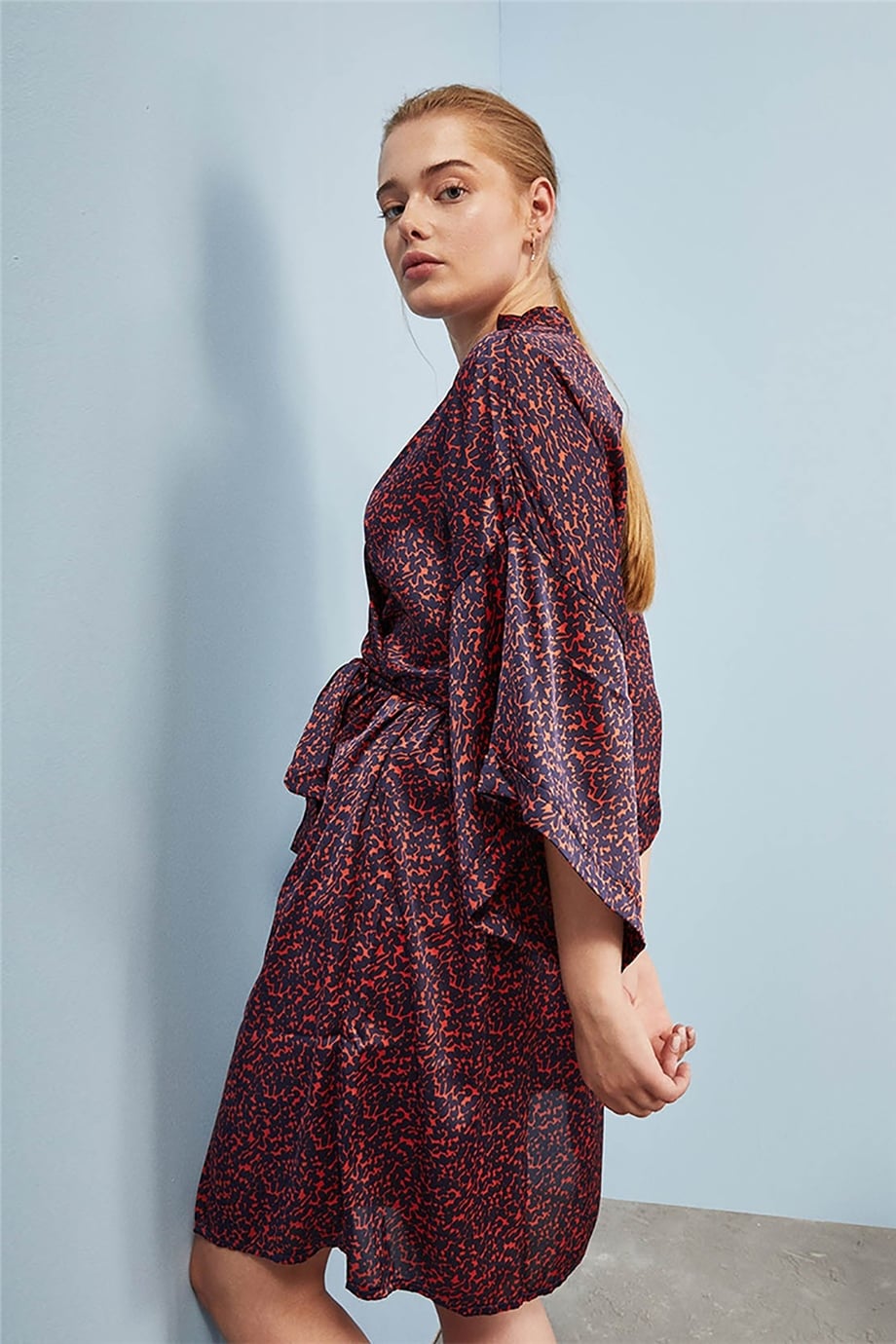 Kol Detaylı Bordo Kimono