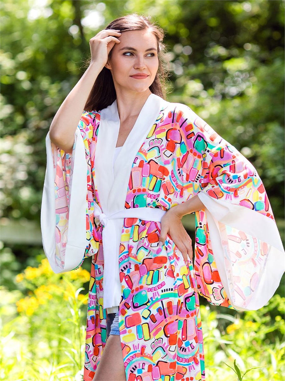 Pembe Desenli Kimono