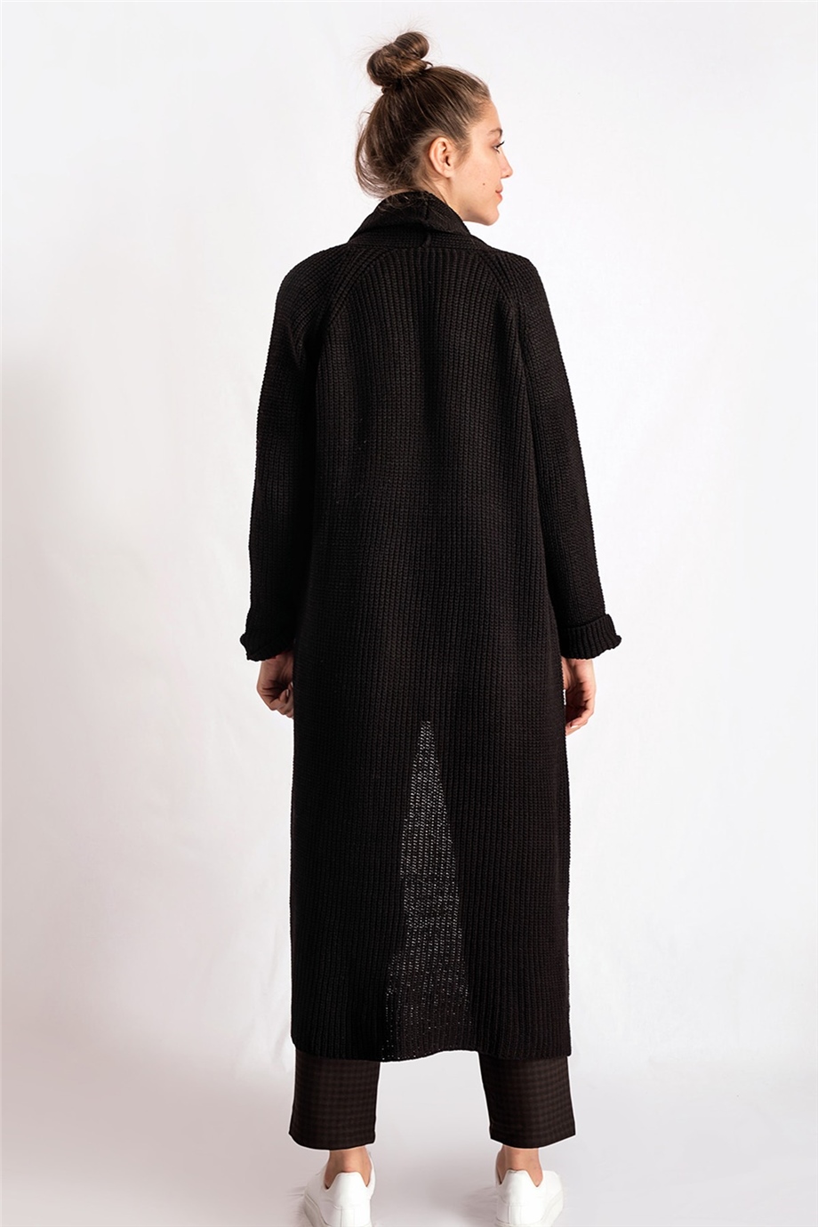 Şal Yaka Siyah Oversize Hırka