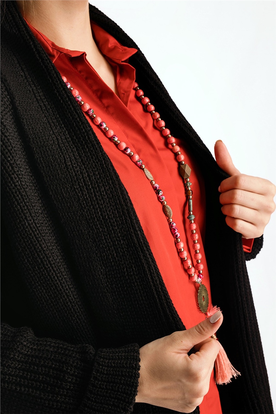 Şal Yaka Siyah Oversize Hırka
