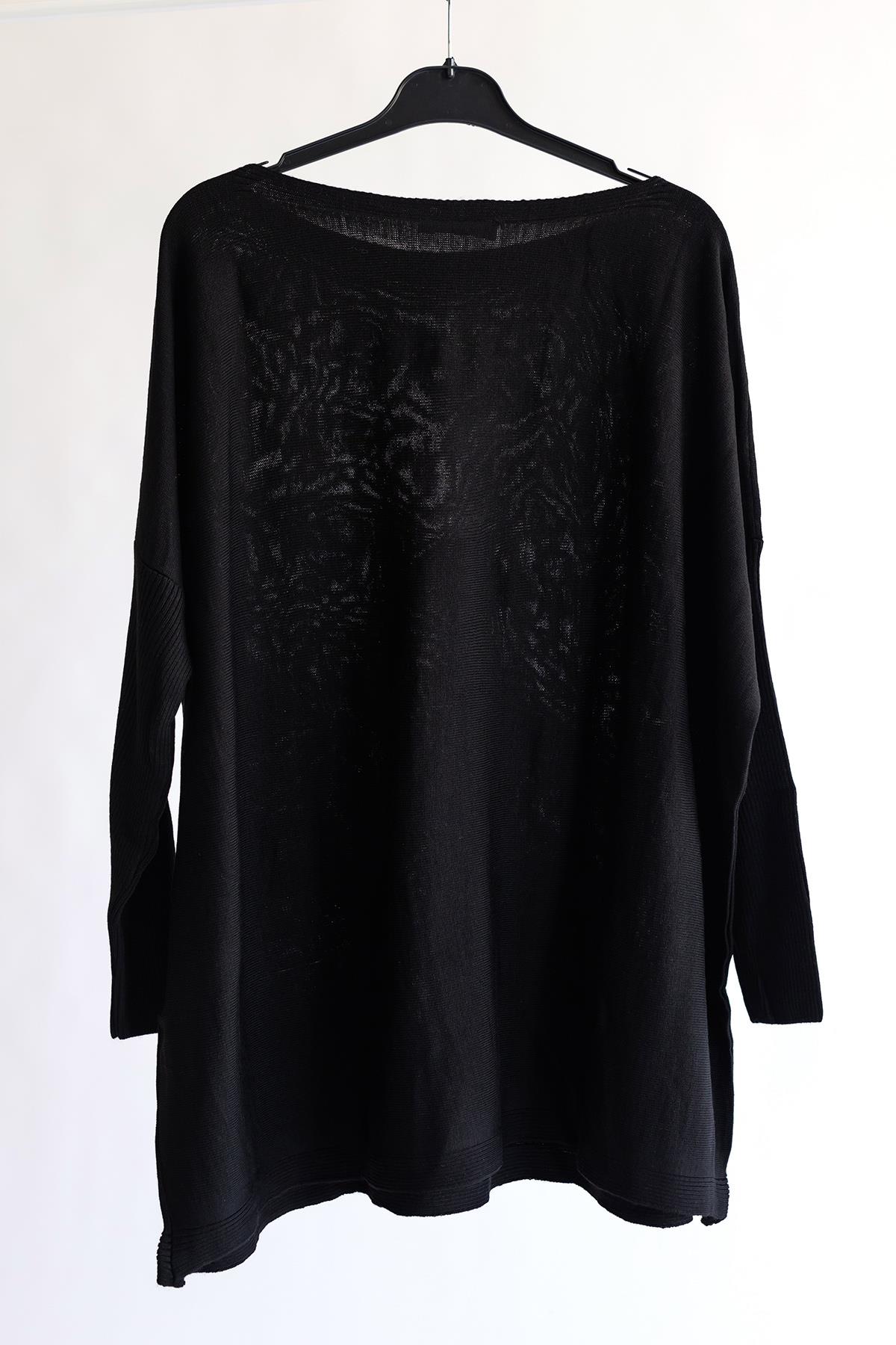Siyah Oversize Çift Cepli Tunik