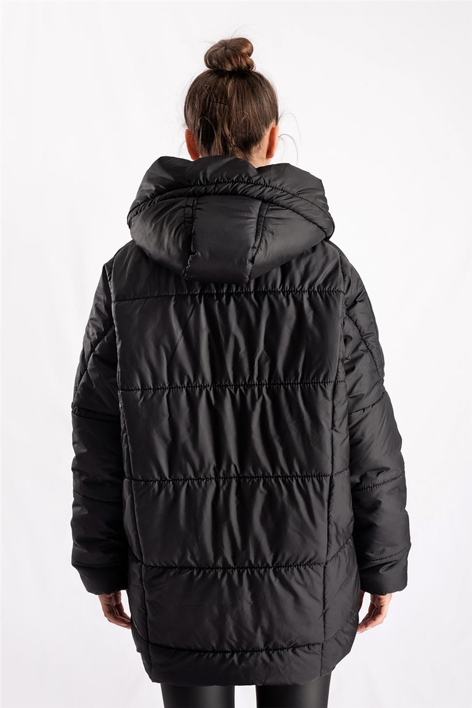 Siyah Oversize Şişme Mont