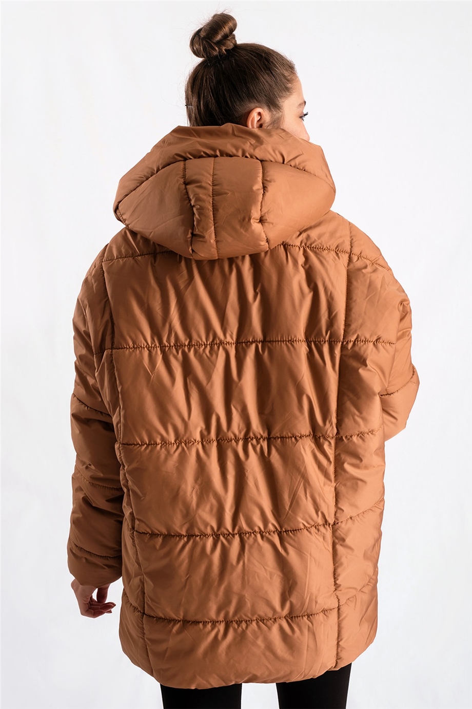Sütlü Kahve Oversize Şişme Mont