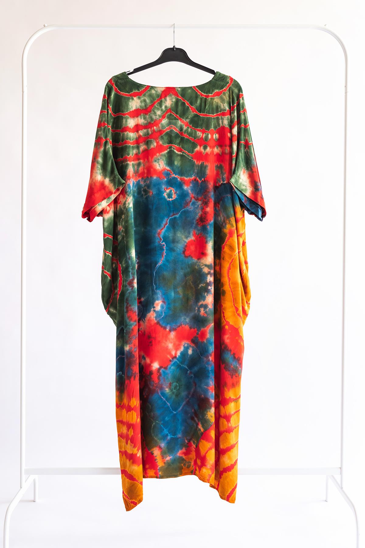 V Yaka Batik Elbise 1
