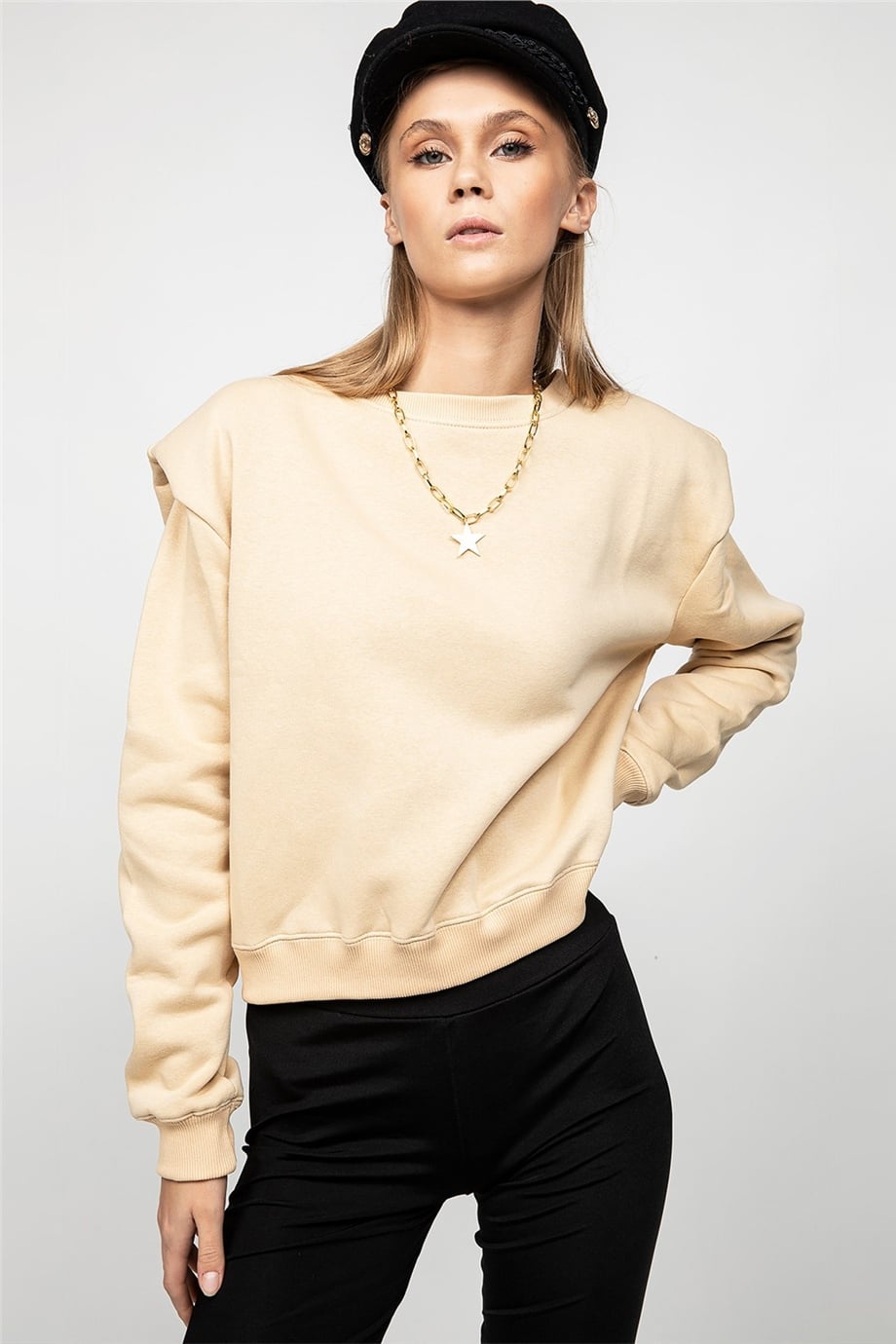 Vatkalı Bej Sweat
