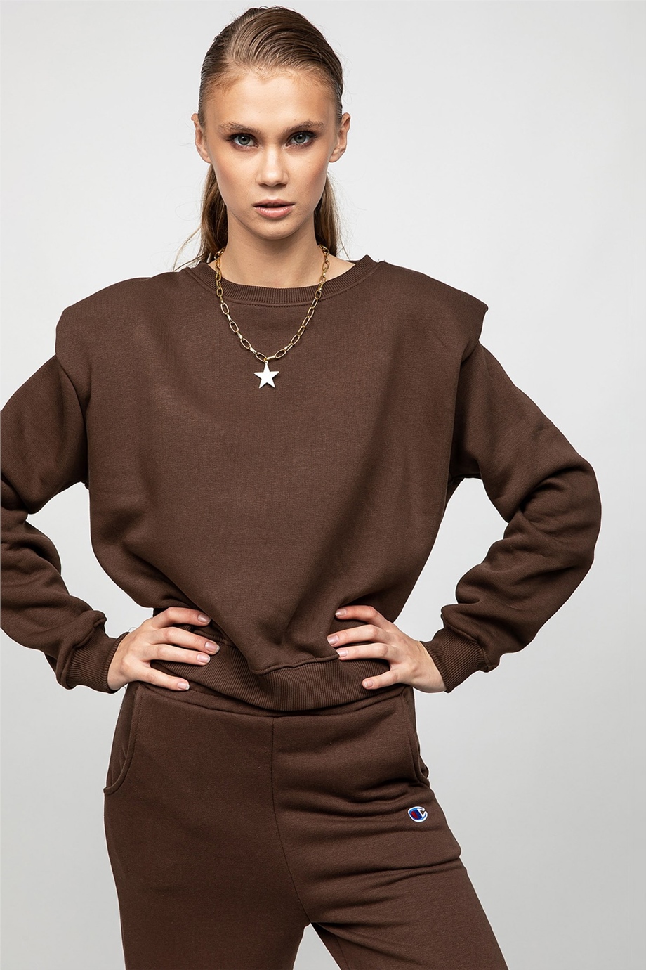 Vatkalı Kahverengi Sweat