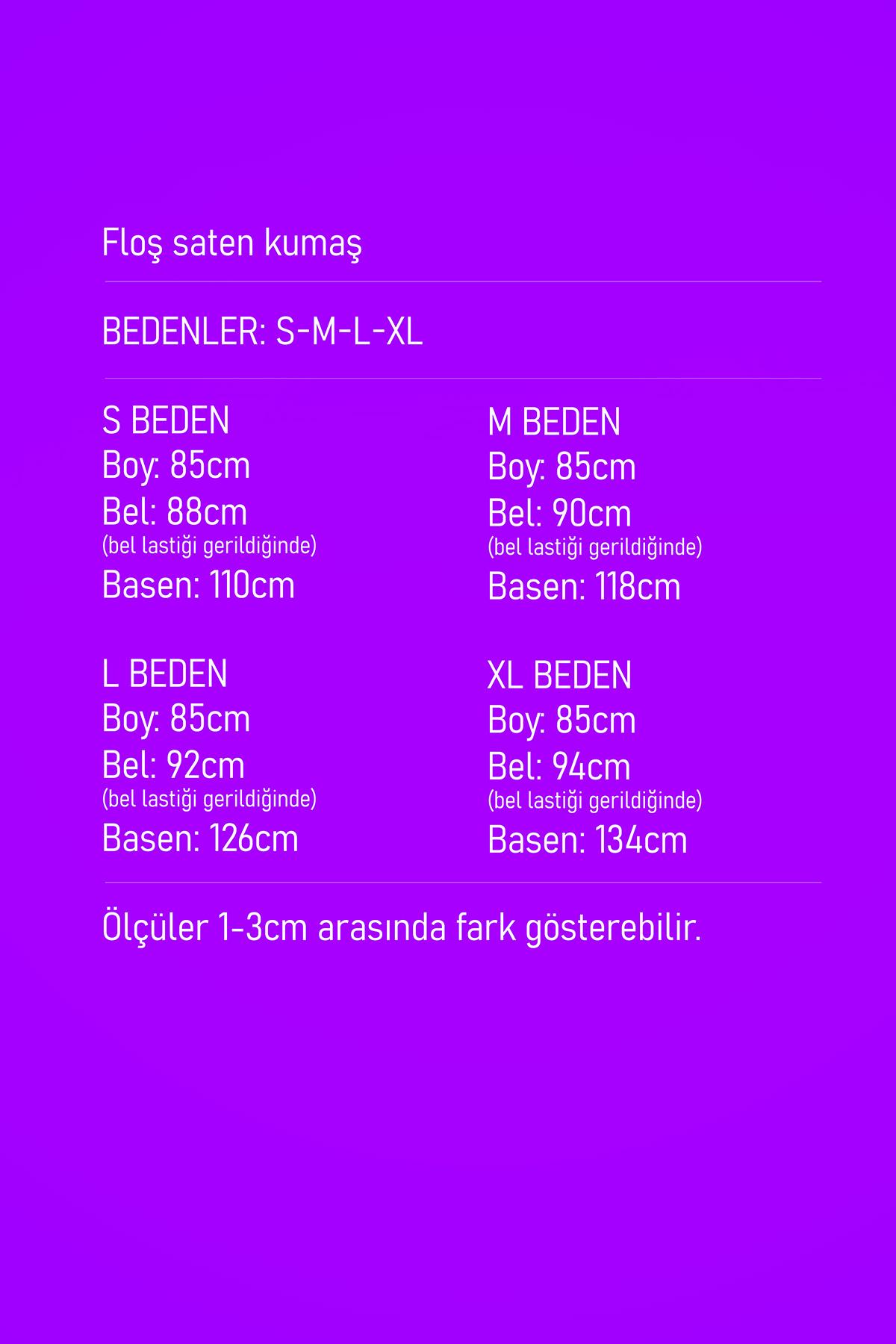 Yaprak Desenli Yeşil Saten Etek