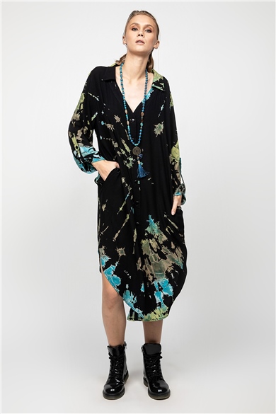 Batik Siyah Gömlek Elbise