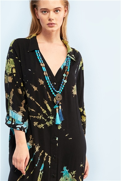 Batik Siyah Gömlek Elbise