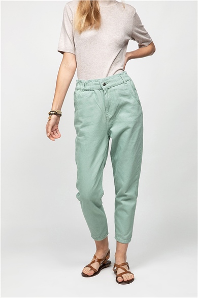 Beli Lastikli Mint Pantolon