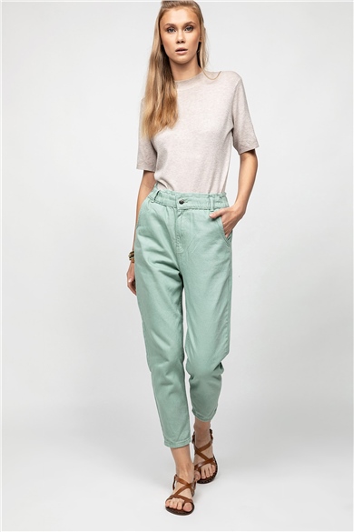 Beli Lastikli Mint Pantolon