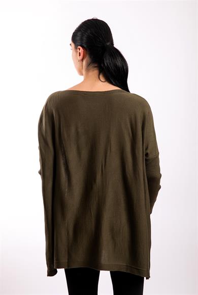 Haki Oversize Çift Cepli Tunik