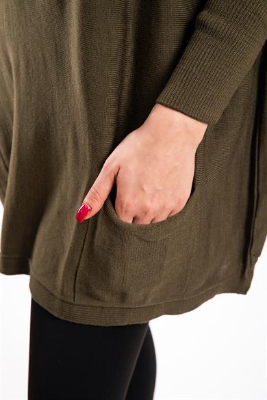Haki Oversize Çift Cepli Tunik