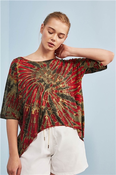 İki Yanı Uzun Batik Bluz