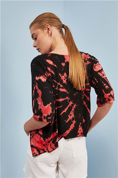 İki Yanı Uzun Batik Mercan Bluz