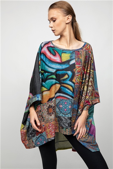 Mandala Desenli Karışık Renkli Tunik