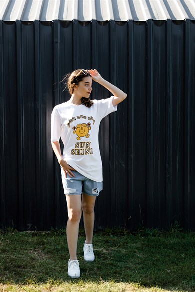 Sun Shine Baskılı Beyaz T-shirt