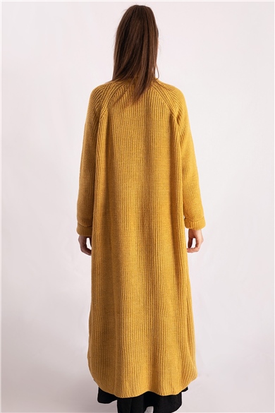 Şal Yaka Hardal Oversize Hırka
