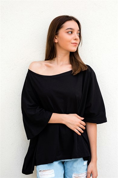 Siyah Oversize Crop