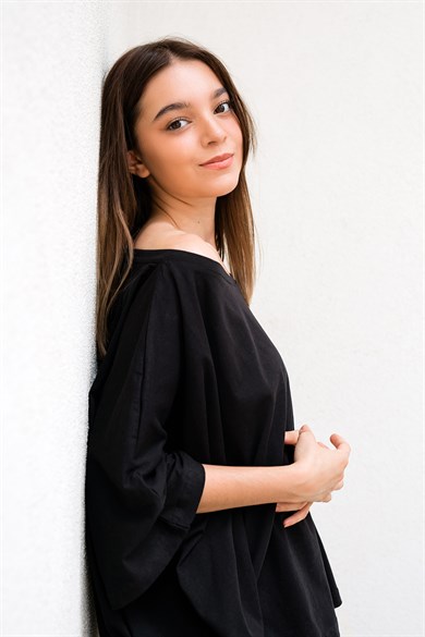 Siyah Oversize Crop