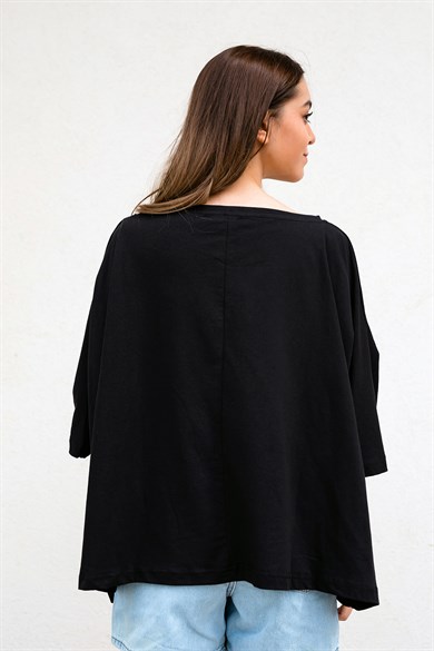 Siyah Oversize Crop