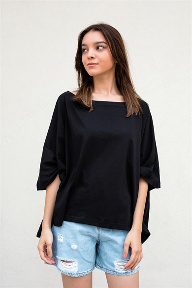 Siyah Oversize Crop