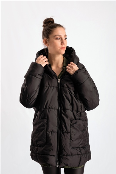 Siyah Oversize Şişme Mont