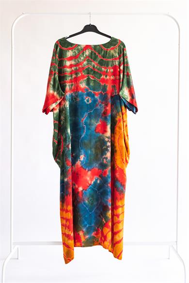 V Yaka Batik Elbise 1