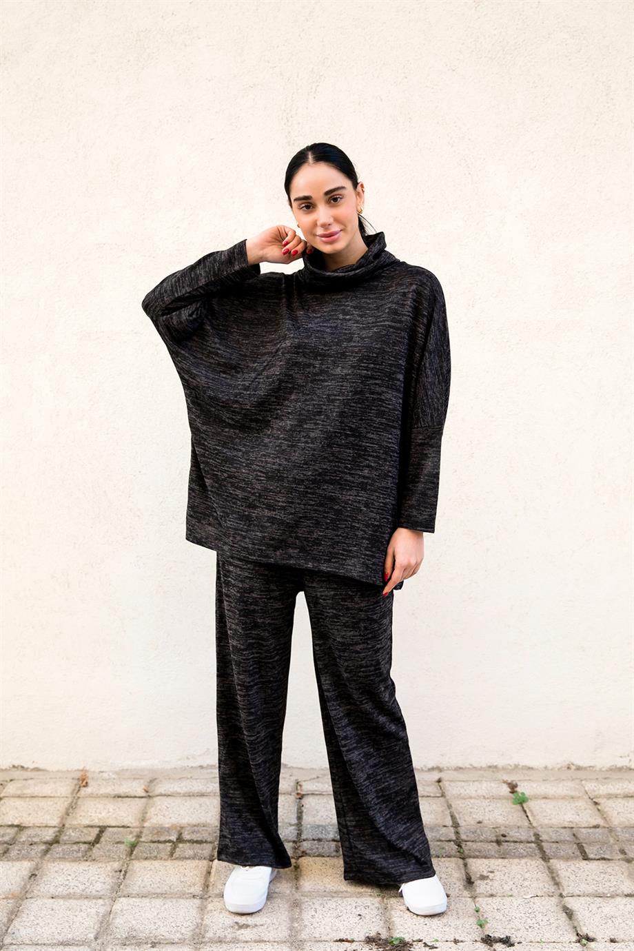 Antrasit Kırçıllı Triko Takım