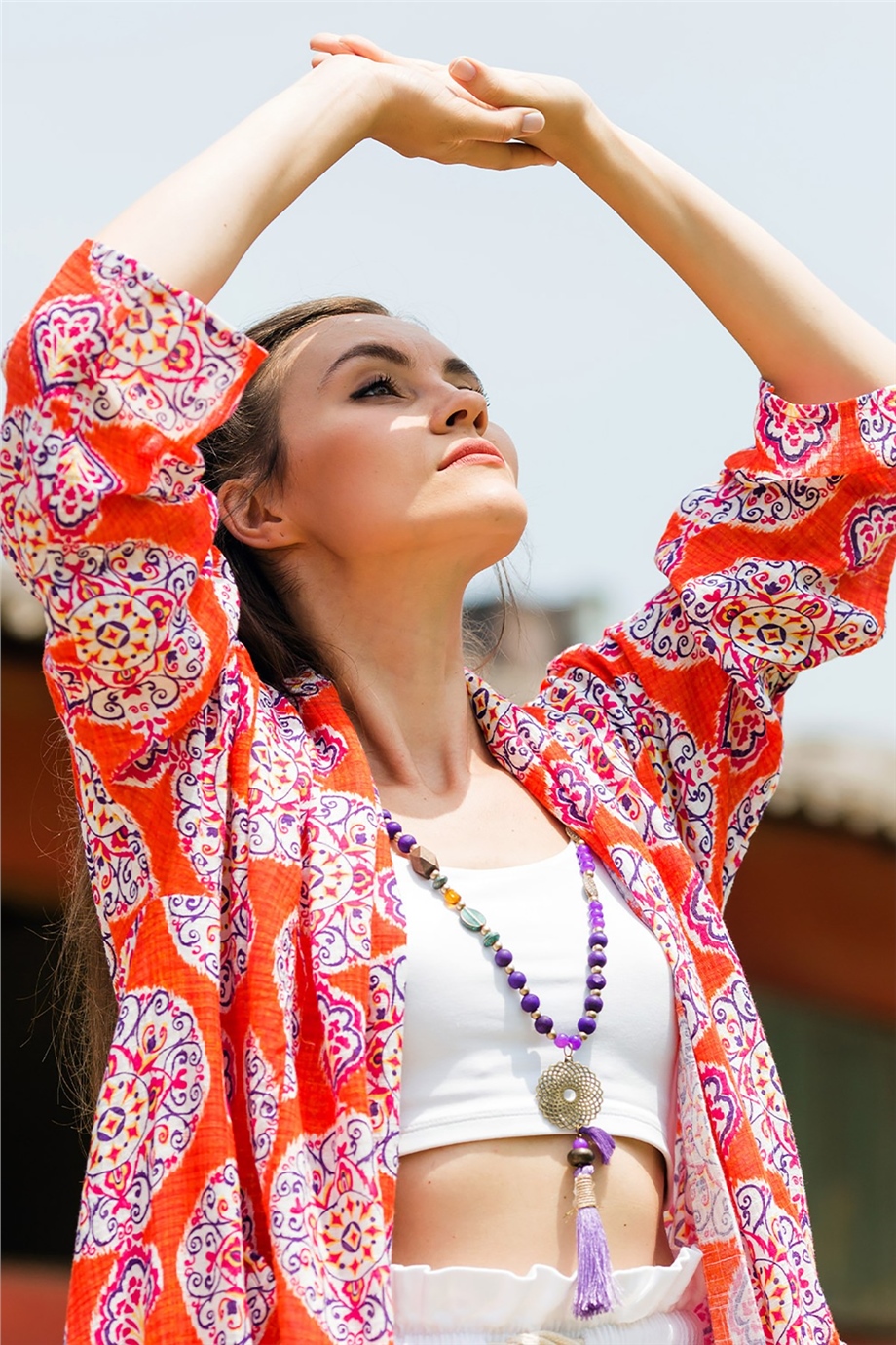 Çini Desenli Turuncu Kaftan