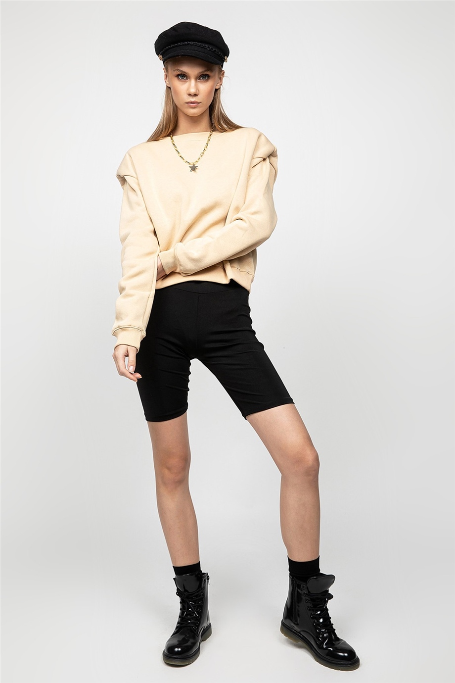 Vatkalı Bej Sweat